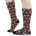 Watercolor Flamingo Pattern Print Long Socks
