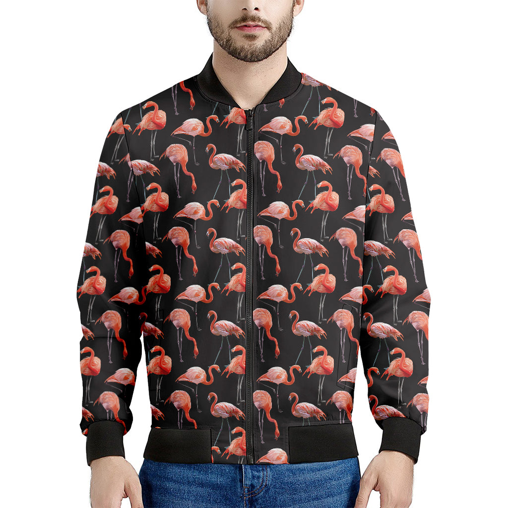 Watercolor Flamingo Pattern Print Men's Bomber Jacket
