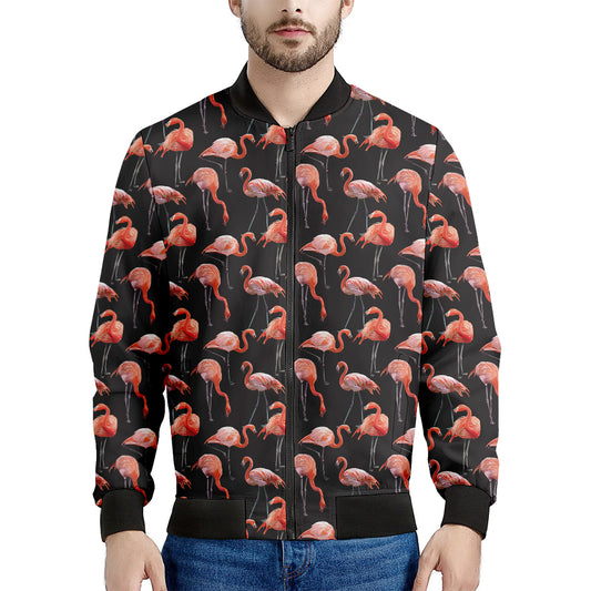 Watercolor Flamingo Pattern Print Men's Bomber Jacket