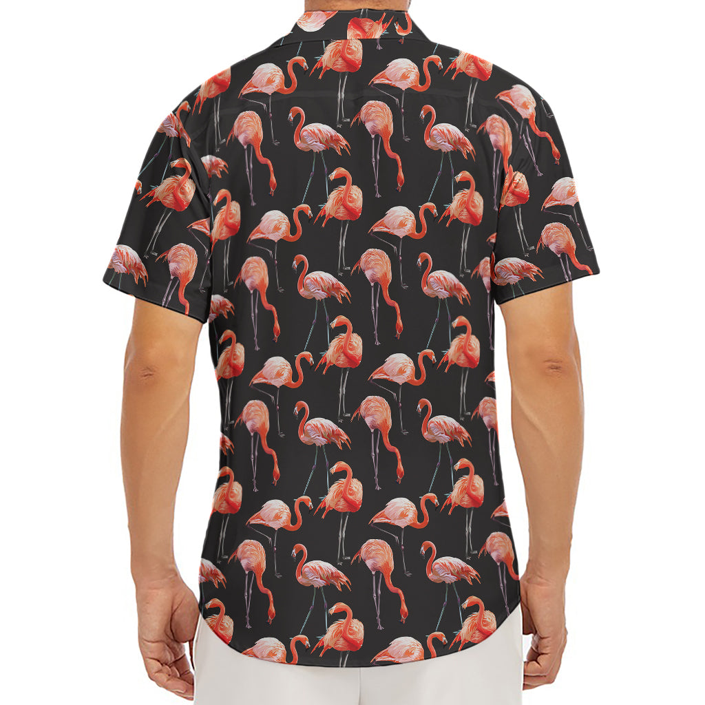 Watercolor Flamingo Pattern Print Men's Deep V-Neck Shirt