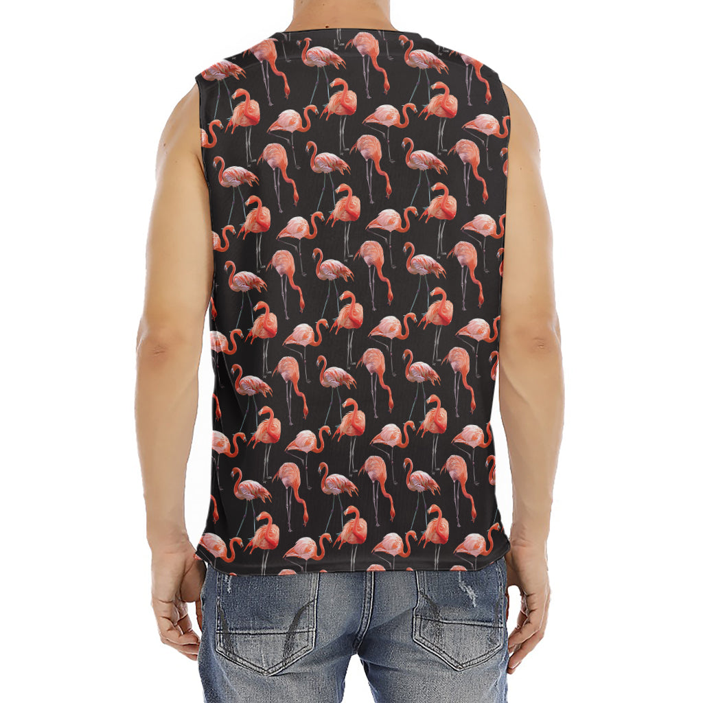 Watercolor Flamingo Pattern Print Men's Fitness Tank Top