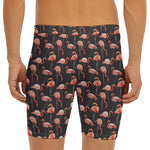 Watercolor Flamingo Pattern Print Men's Long Boxer Briefs