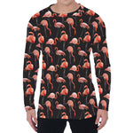 Watercolor Flamingo Pattern Print Men's Long Sleeve T-Shirt