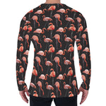 Watercolor Flamingo Pattern Print Men's Long Sleeve T-Shirt