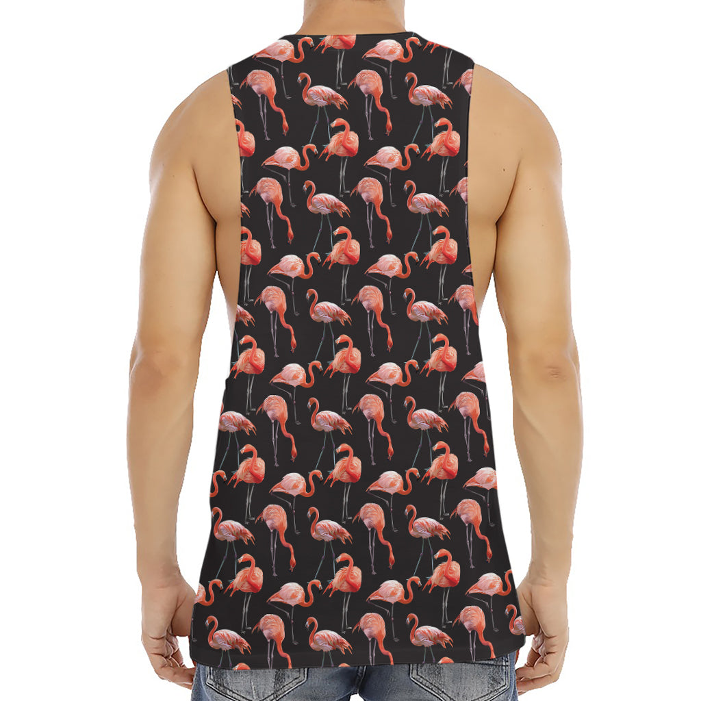 Watercolor Flamingo Pattern Print Men's Muscle Tank Top