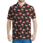 Watercolor Flamingo Pattern Print Men's Polo Shirt