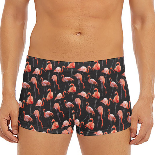 Watercolor Flamingo Pattern Print Men's Short Boxer Briefs