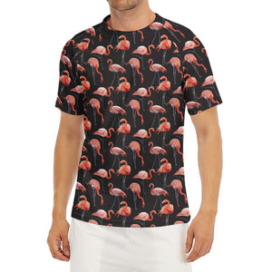 Watercolor Flamingo Pattern Print Men's Short Sleeve Rash Guard