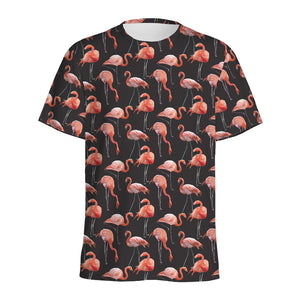 Watercolor Flamingo Pattern Print Men's Sports T-Shirt