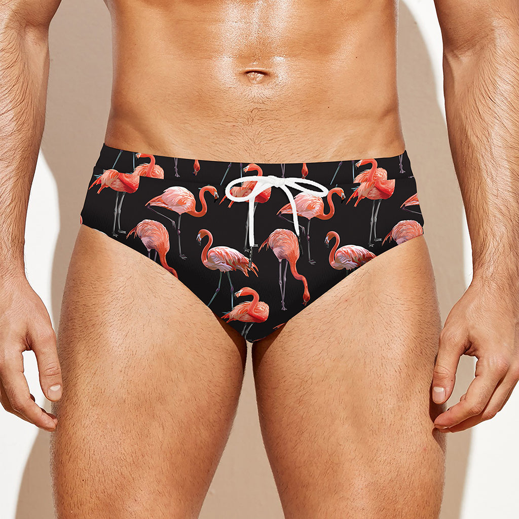 Watercolor Flamingo Pattern Print Men's Swim Briefs
