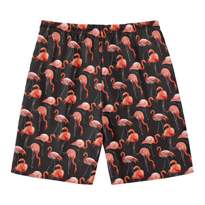 Watercolor Flamingo Pattern Print Men's Swim Trunks