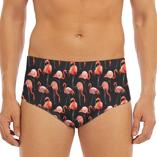 Watercolor Flamingo Pattern Print Men's Triangle Swim Briefs