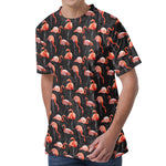Watercolor Flamingo Pattern Print Men's Velvet T-Shirt