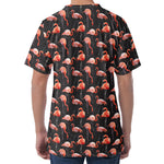 Watercolor Flamingo Pattern Print Men's Velvet T-Shirt
