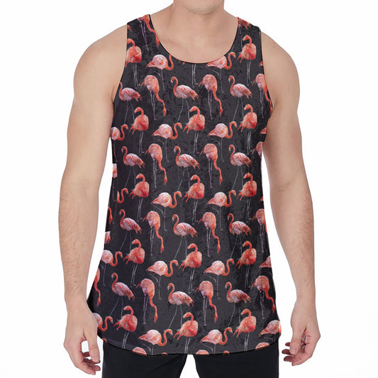 Watercolor Flamingo Pattern Print Men's Velvet Tank Top