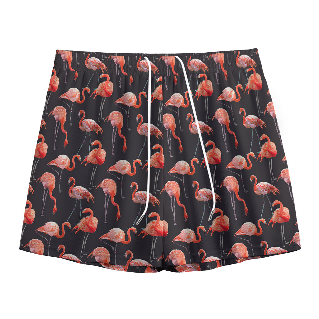 Watercolor Flamingo Pattern Print Mesh Shorts