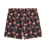 Watercolor Flamingo Pattern Print Mesh Shorts