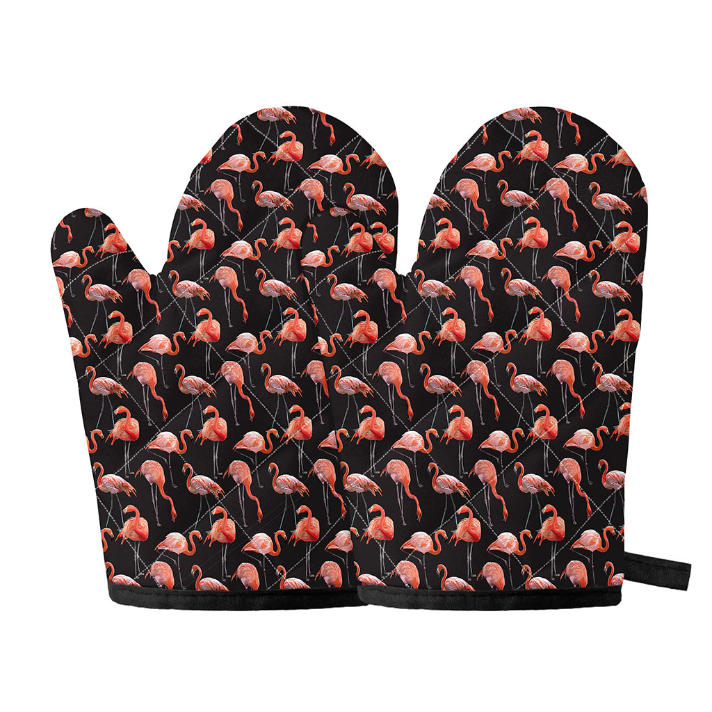 Watercolor Flamingo Pattern Print Oven Mitts