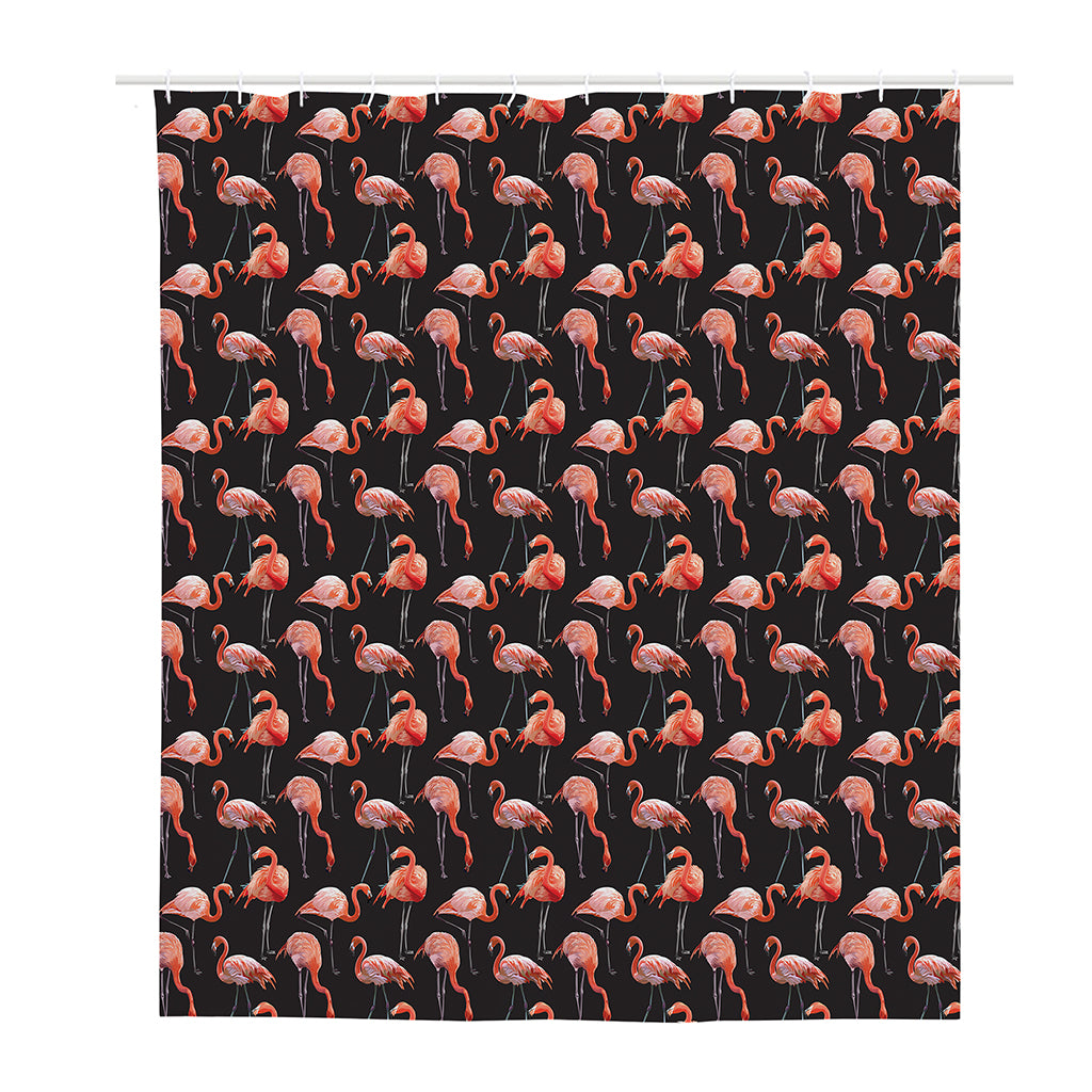 Watercolor Flamingo Pattern Print Polyester Shower Curtain