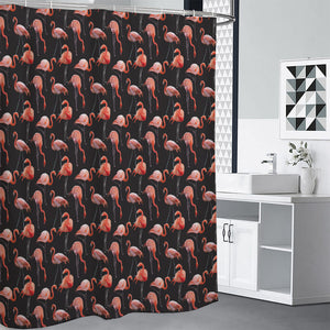 Watercolor Flamingo Pattern Print Premium Shower Curtain