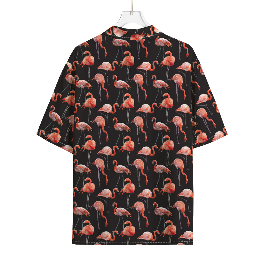 Watercolor Flamingo Pattern Print Rayon Hawaiian Shirt