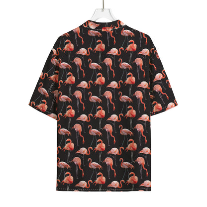 Watercolor Flamingo Pattern Print Rayon Hawaiian Shirt