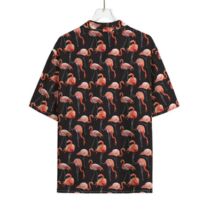 Watercolor Flamingo Pattern Print Rayon Hawaiian Shirt