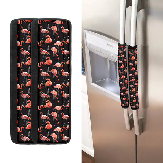 Watercolor Flamingo Pattern Print Refrigerator Handle Covers