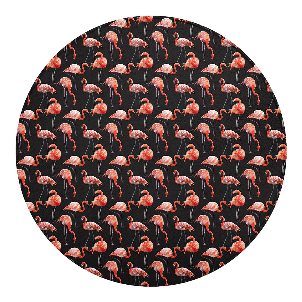 Watercolor Flamingo Pattern Print Round Blanket