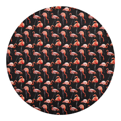 Watercolor Flamingo Pattern Print Round Blanket