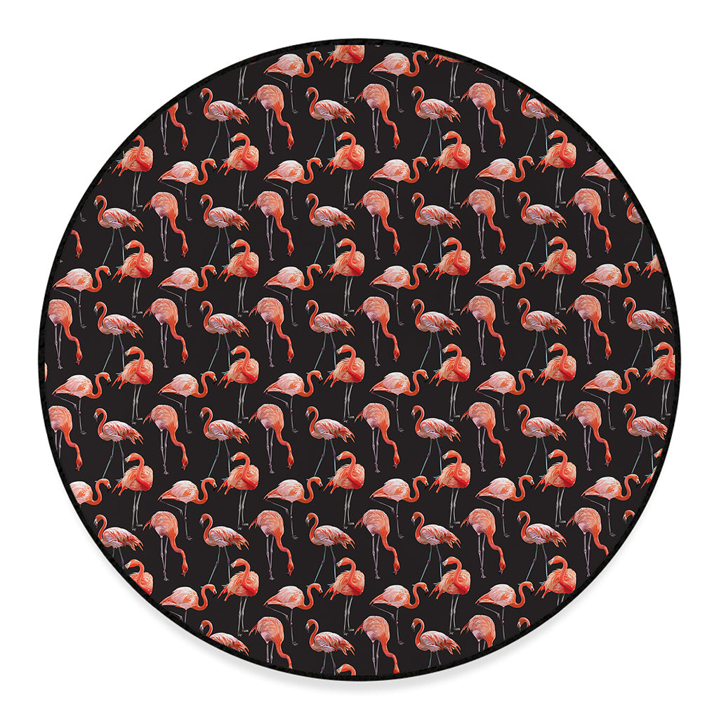 Watercolor Flamingo Pattern Print Round Floor Mat