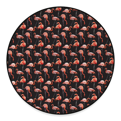 Watercolor Flamingo Pattern Print Round Floor Mat