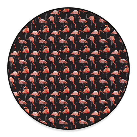 Watercolor Flamingo Pattern Print Round Floor Mat
