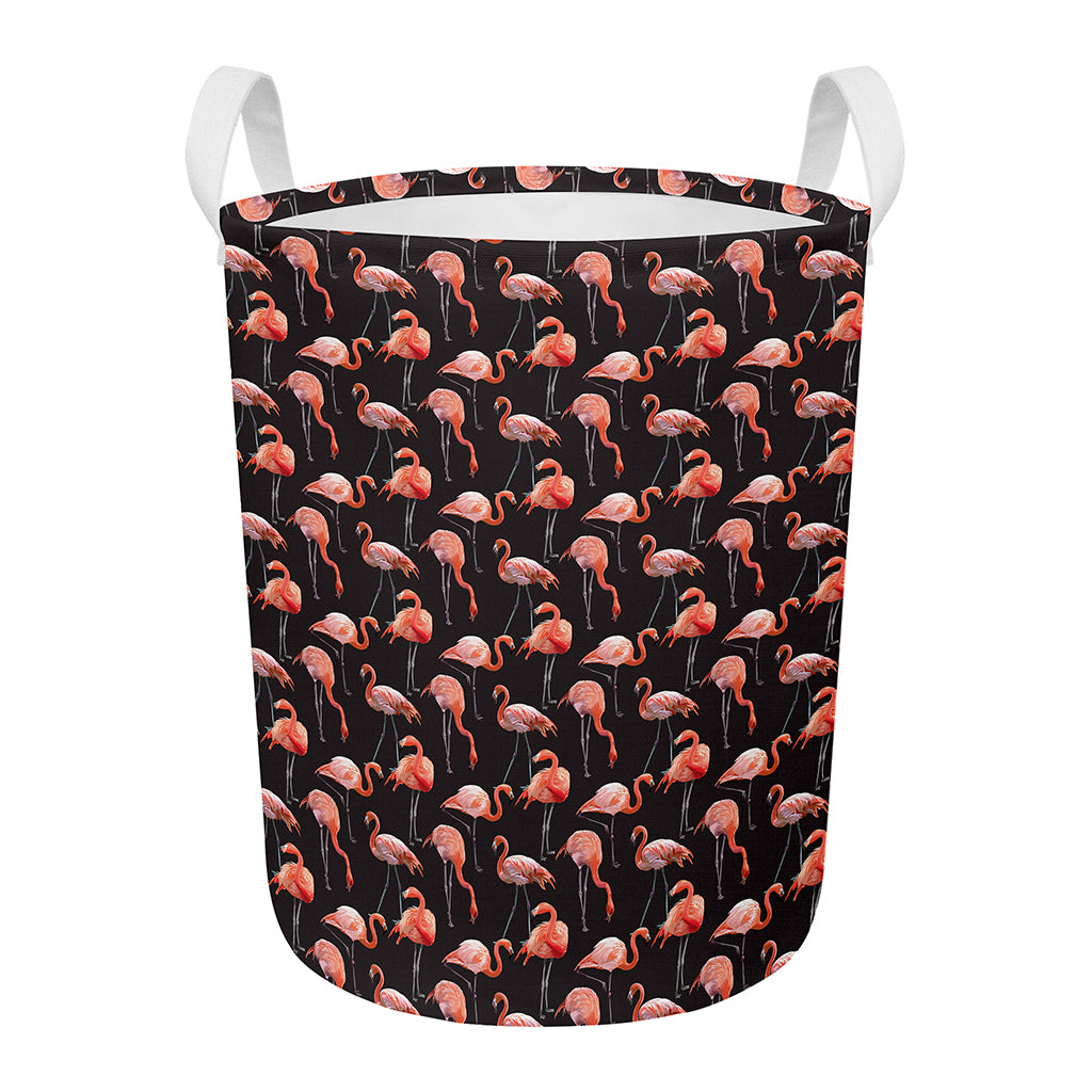 Watercolor Flamingo Pattern Print Round Laundry Basket