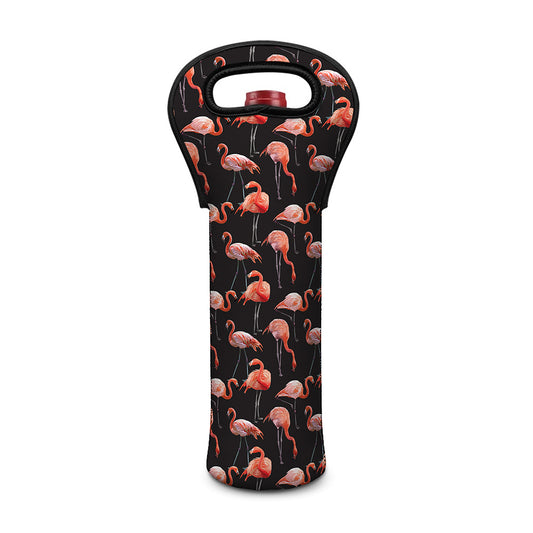 Watercolor Flamingo Pattern Print Single Neoprene Wine Tote