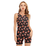 Watercolor Flamingo Pattern Print Sleeveless One Piece Swimsuit