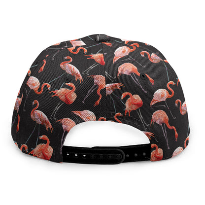 Watercolor Flamingo Pattern Print Snapback Cap