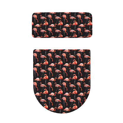 Watercolor Flamingo Pattern Print Toilet Lid And Tank Cover Set