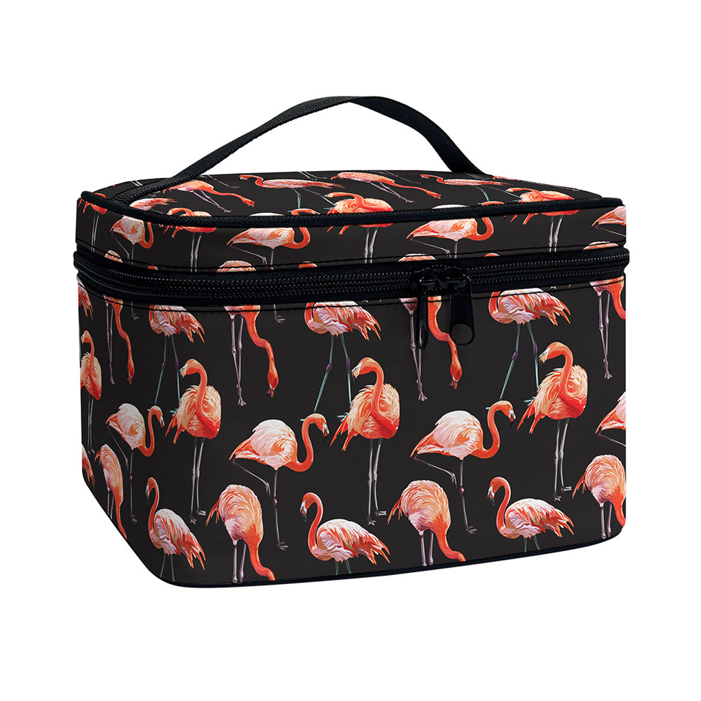 Watercolor Flamingo Pattern Print Travel Makeup Bag