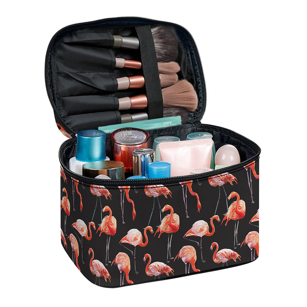 Watercolor Flamingo Pattern Print Travel Makeup Bag