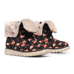 Watercolor Flamingo Pattern Print Winter Boots