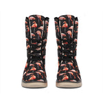 Watercolor Flamingo Pattern Print Winter Boots