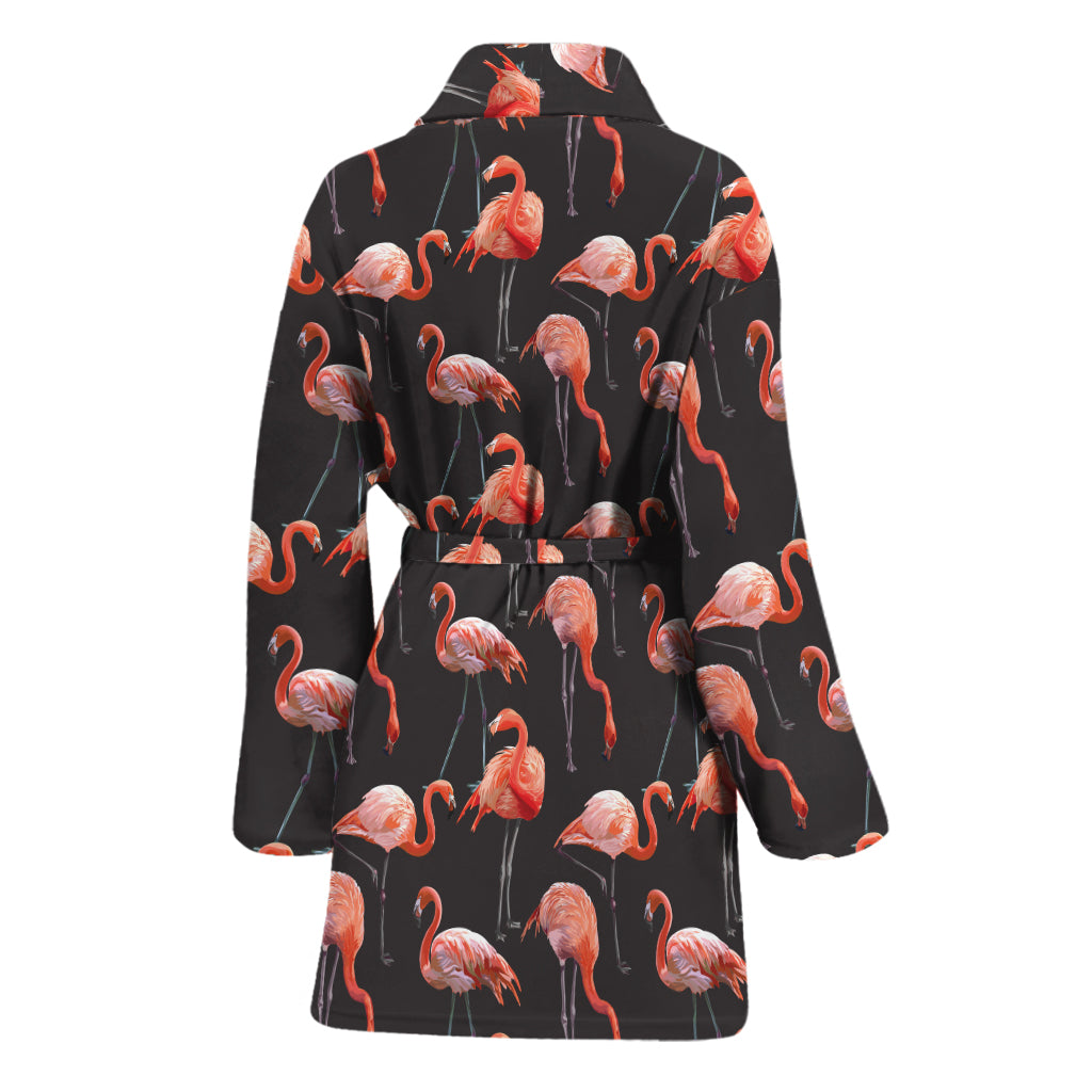 Watercolor Flamingo Pattern Print Women's Bathrobe