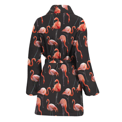 Watercolor Flamingo Pattern Print Women's Bathrobe
