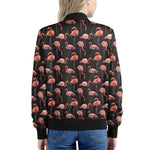 Watercolor Flamingo Pattern Print Women's Bomber Jacket