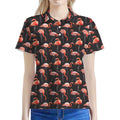 Watercolor Flamingo Pattern Print Women's Polo Shirt