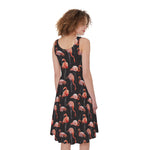 Watercolor Flamingo Pattern Print Women's Sleeveless Dress