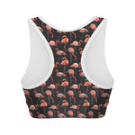 Watercolor Flamingo Pattern Print Women's Sports Bra