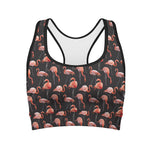 Watercolor Flamingo Pattern Print Women's Sports Bra