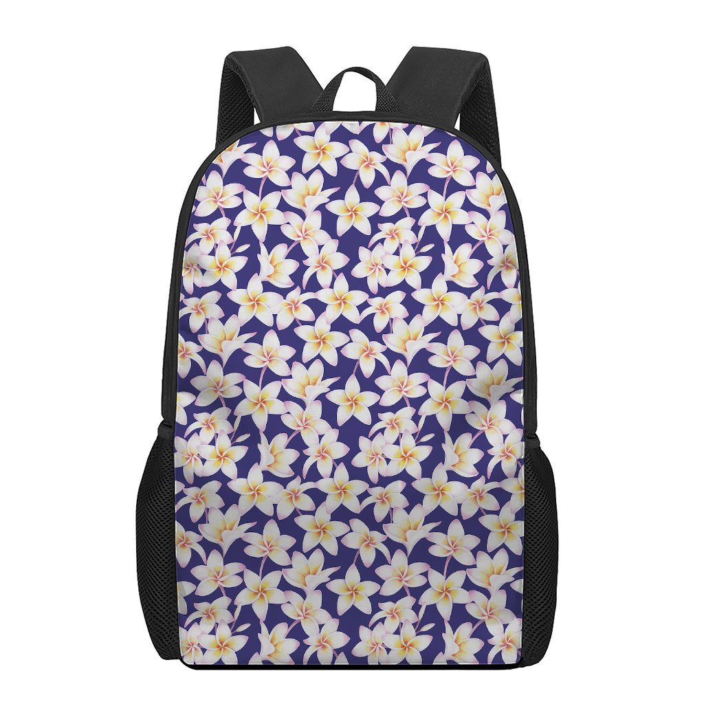 Watercolor Frangipani Flower Print 17 Inch Backpack